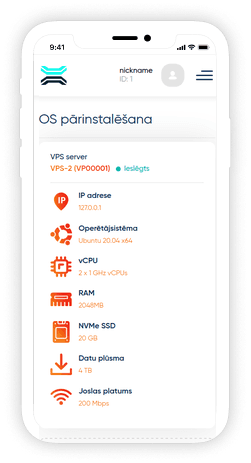 VPS operētājsistēmas pārinstalēšanas panelis