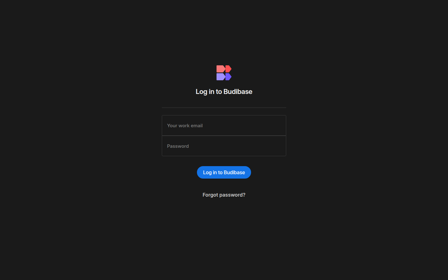 Budibase after the first successful sign-in