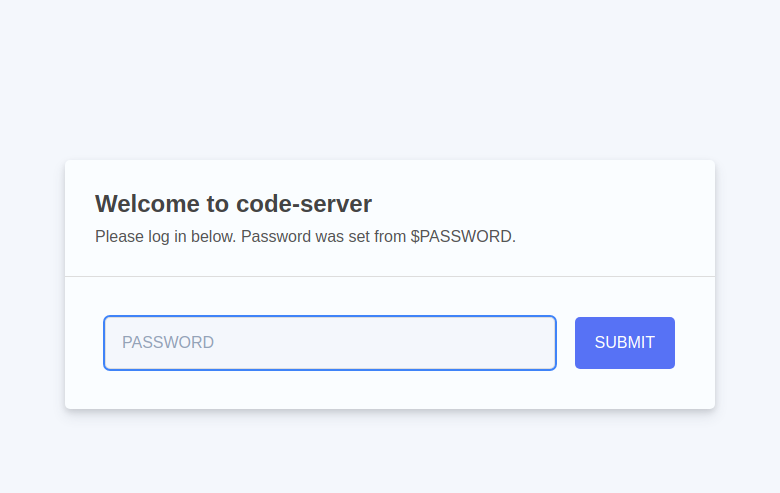 code-server after the first successful sign-in