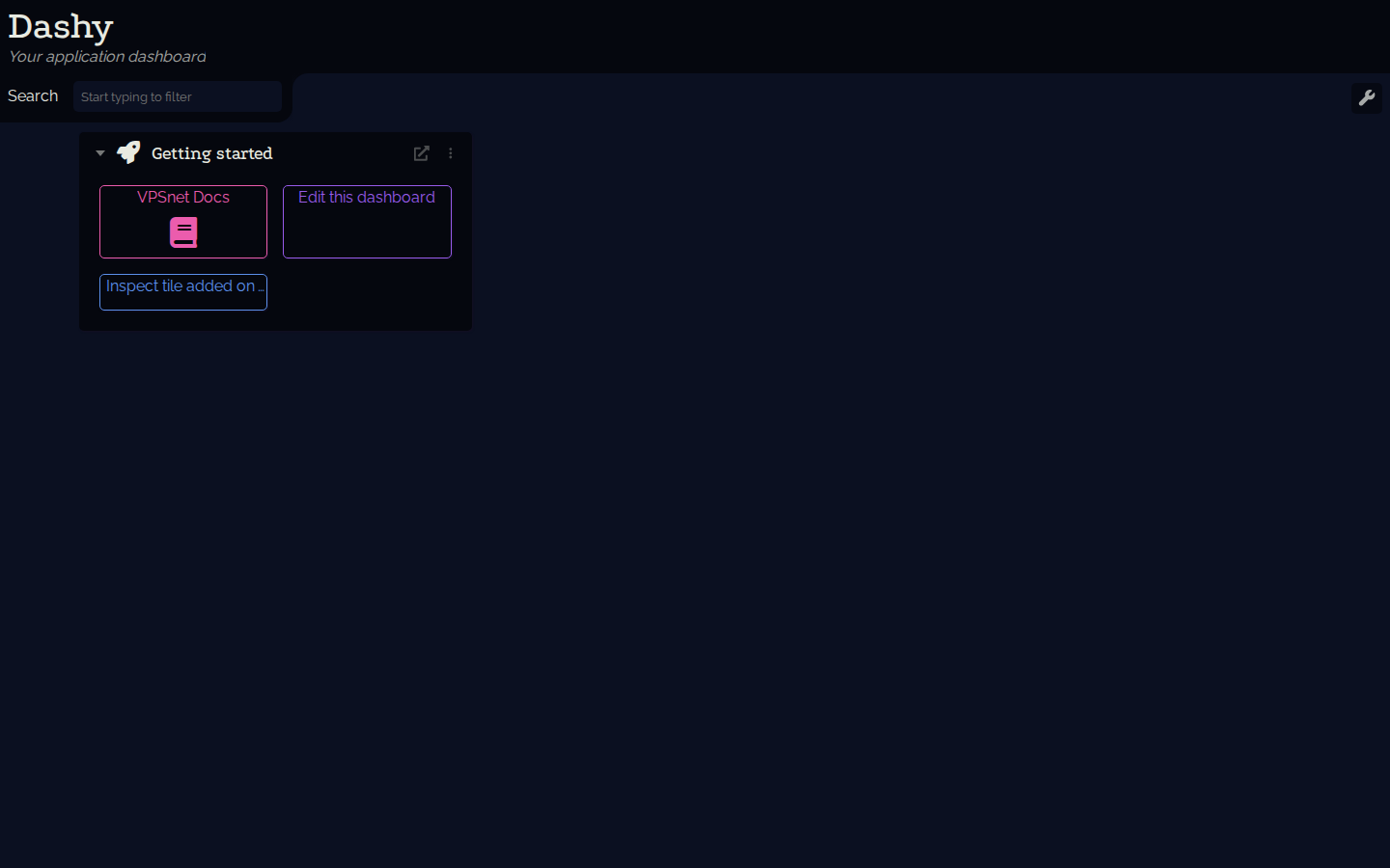Dashy after the first successful sign-in