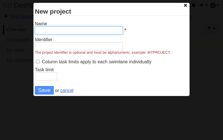 Kanboard after the first successful sign-in