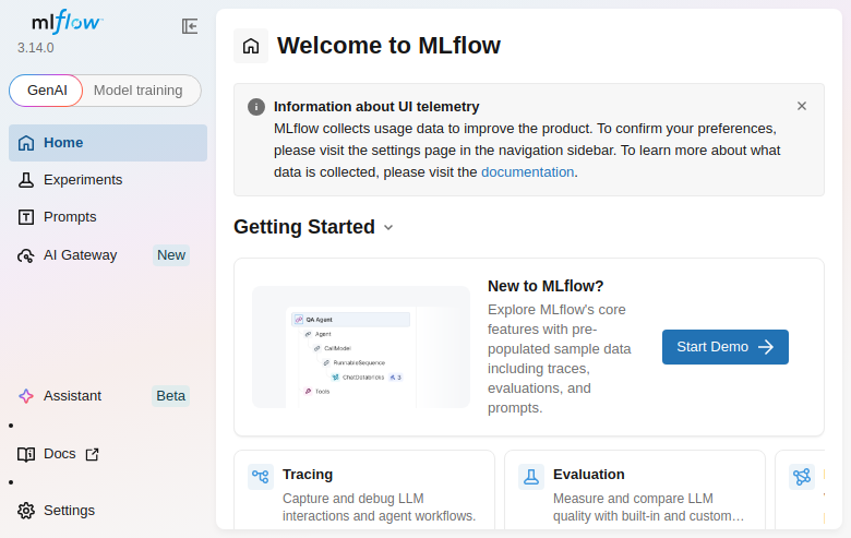 MLflow after the first successful sign-in