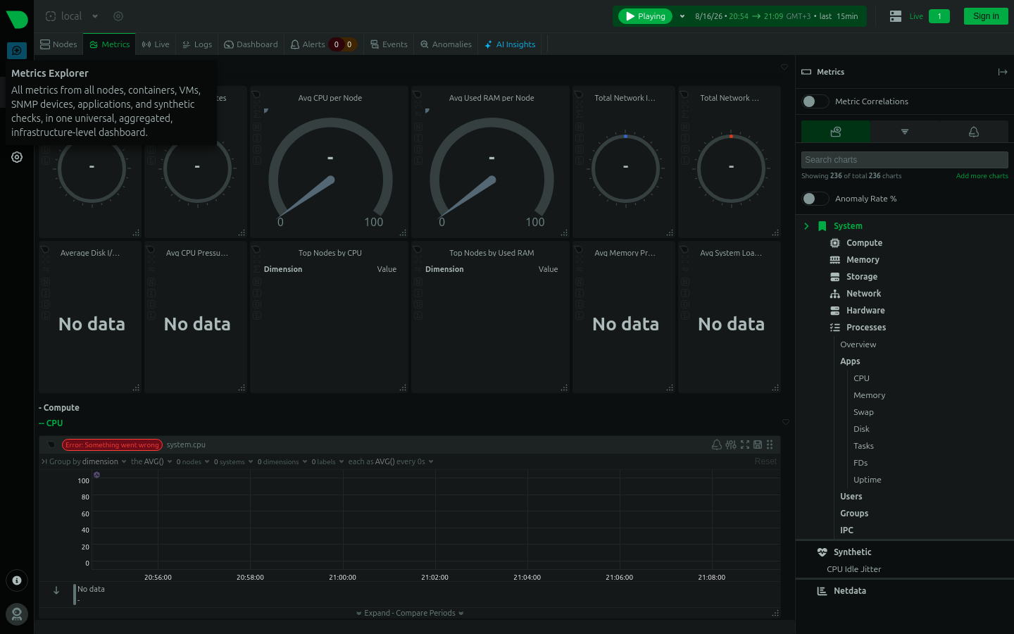 Netdata after the first successful sign-in