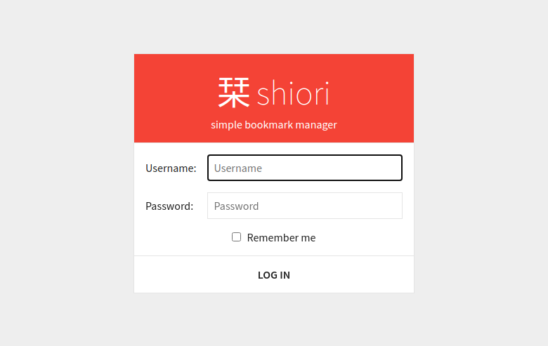 Shiori pärast edukat esimest sisselogimist