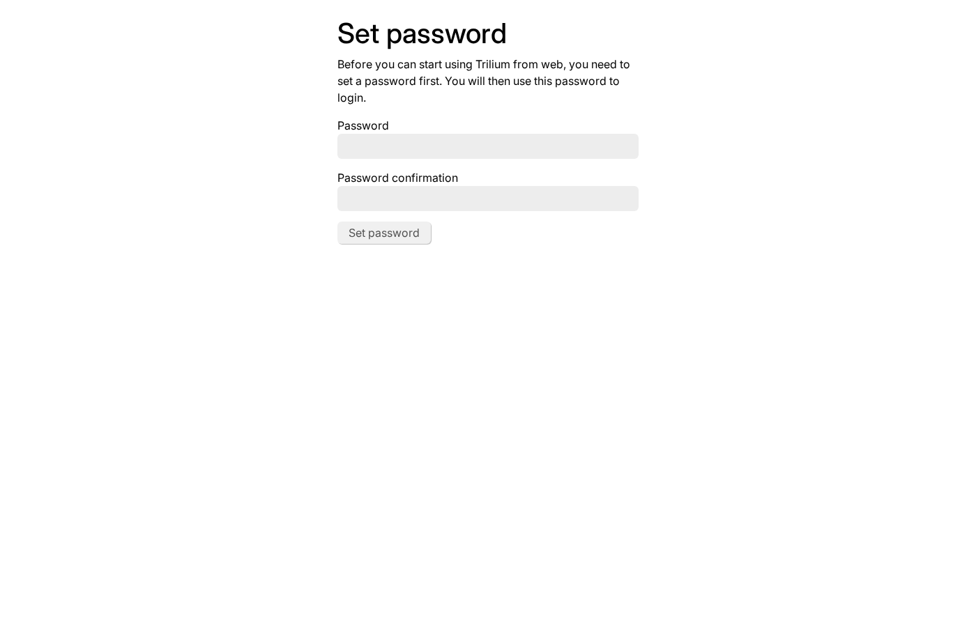 TriliumNext Notes after the first successful sign-in